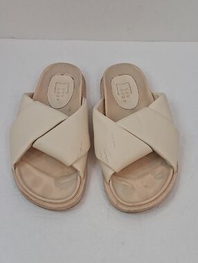 ShuShop Beige Cross-Band Slide Sandals Size 9
